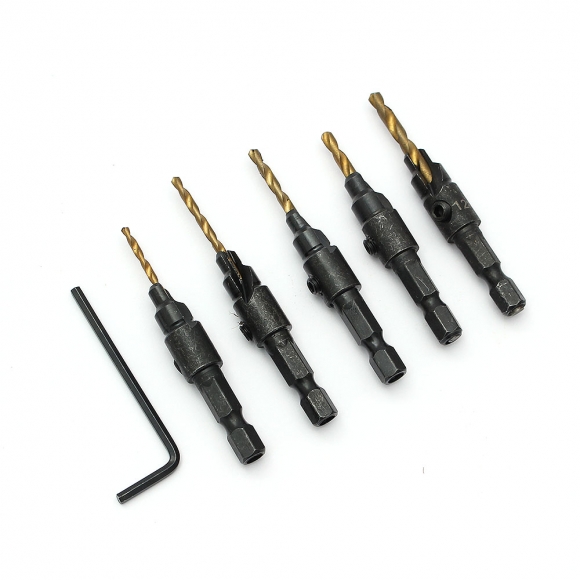 HSS 카운터싱크 드릴비트 5종 세트(골드)