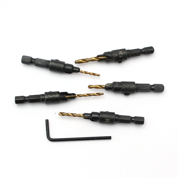 HSS 카운터싱크 드릴비트 5종 세트(골드)