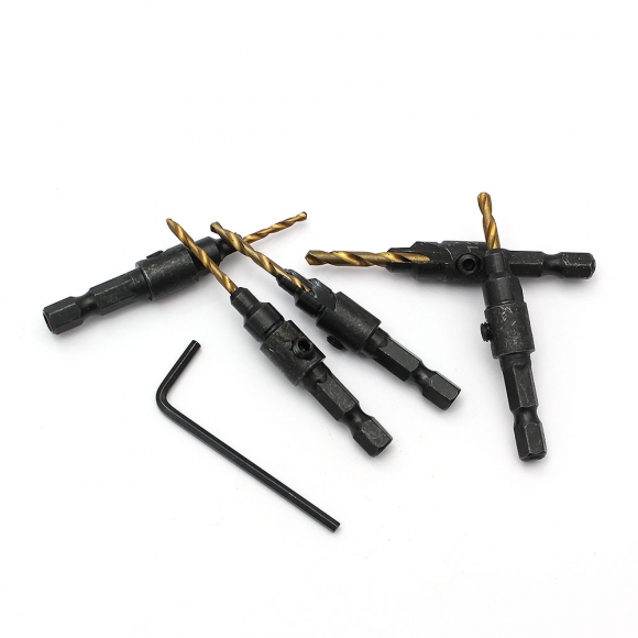 HSS 카운터싱크 드릴비트 5종 세트(골드)