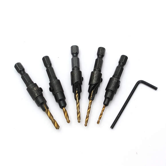 HSS 카운터싱크 드릴비트 5종 세트(골드)