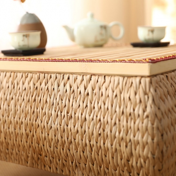 라탄 좌식 2인용 티 테이블 방석 세트C-2(60cm)