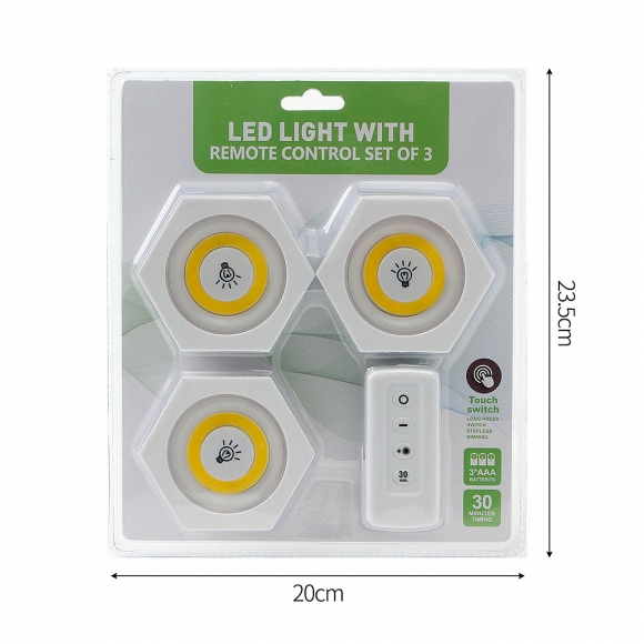 홈앤 LED 붙이는 조명 무드등 3개입(웜색) (리모컨포함)