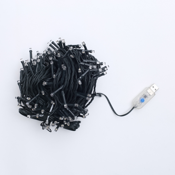 [은하수] LED 200구 녹색선 USB 줄전구(20m) (웜색) (리모컨포함)