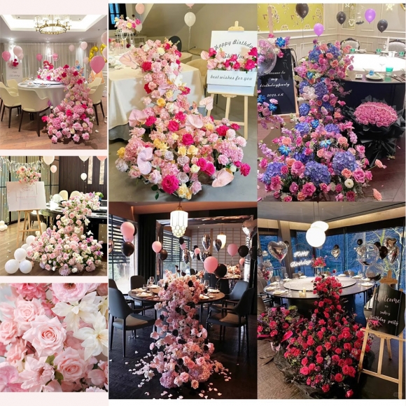 인테리어 파티 행사 테이블 조화 꽃장식M-2(200cm)