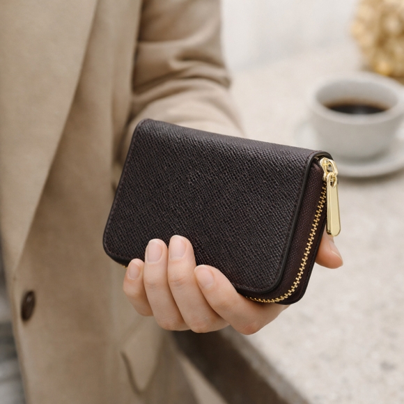 마르스 아코디언 지퍼 카드지갑(브라운)