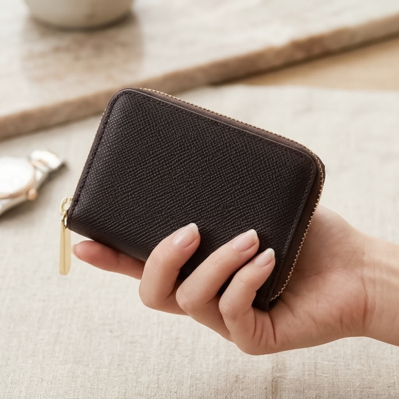 마르스 아코디언 지퍼 카드지갑(브라운)