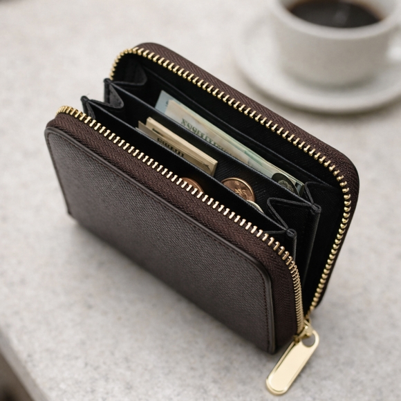 마르스 아코디언 지퍼 카드지갑(브라운)
