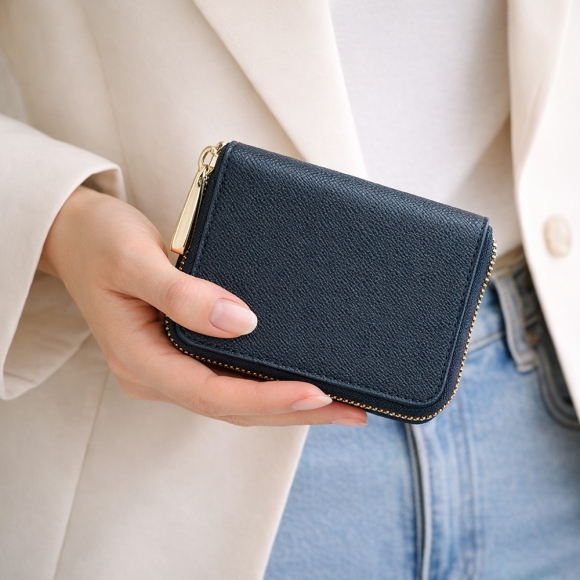 마르스 아코디언 지퍼 카드지갑(네이비)