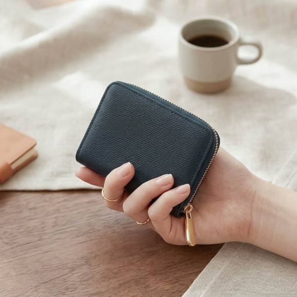 마르스 아코디언 지퍼 카드지갑(네이비)