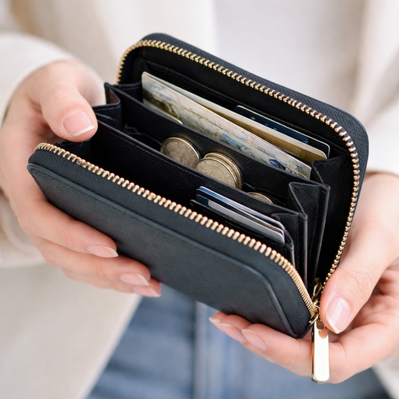 마르스 아코디언 지퍼 카드지갑(네이비)