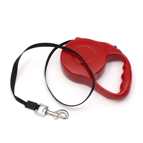 버튼 반려견 자동 리드줄(레드) (5m)