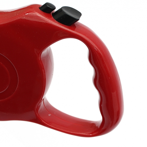 버튼 반려견 자동 리드줄(레드) (5m)