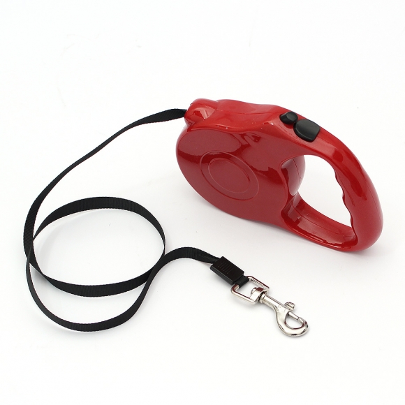 버튼 반려견 자동 리드줄(레드) (5m)