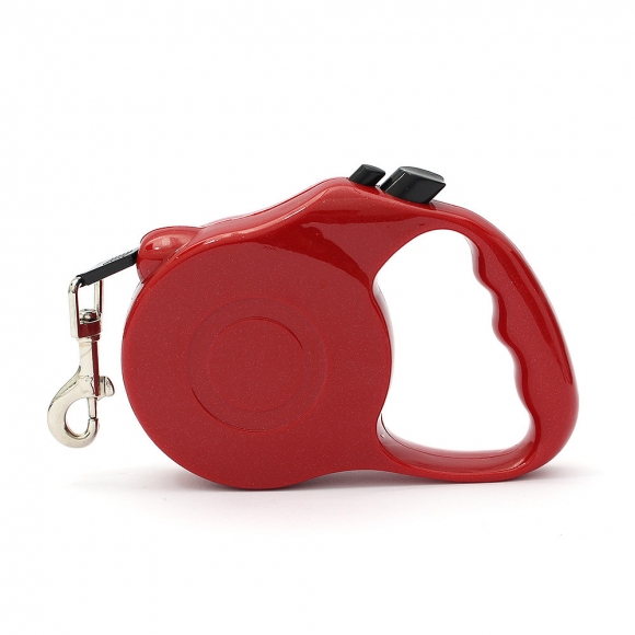 버튼 반려견 자동 리드줄(레드) (5m)