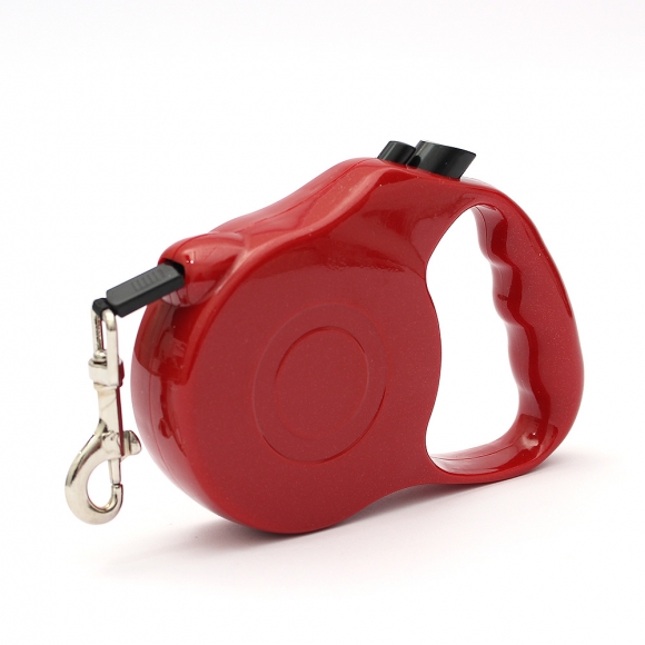 버튼 반려견 자동 리드줄(레드) (5m)