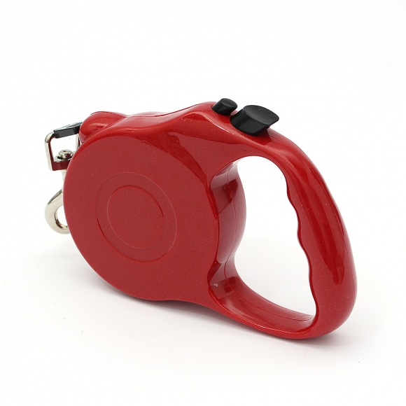 버튼 반려견 자동 리드줄(레드) (5m)