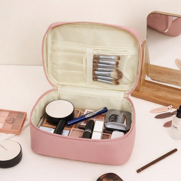 뷰티스타 대용량 메이크업 파우치(핑크)