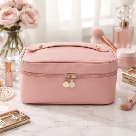뷰티스타 대용량 메이크업 파우치(핑크)