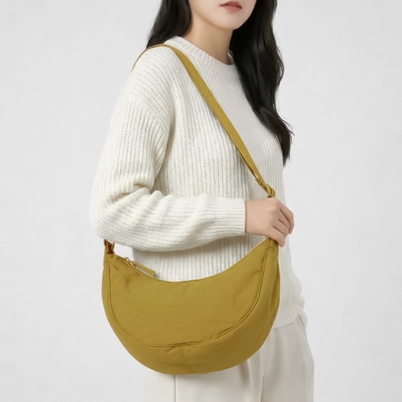 데일리 반달 크로스백(머스터드)