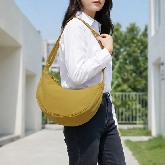 데일리 반달 크로스백(머스터드)