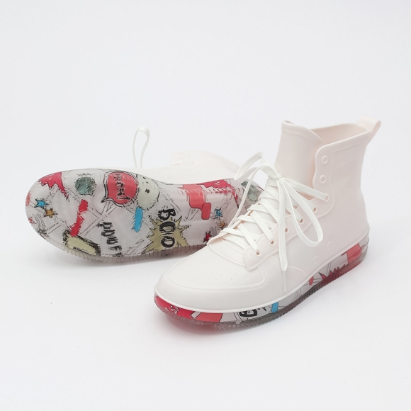 남성용 하이탑 레인부츠(260mm) (화이트)