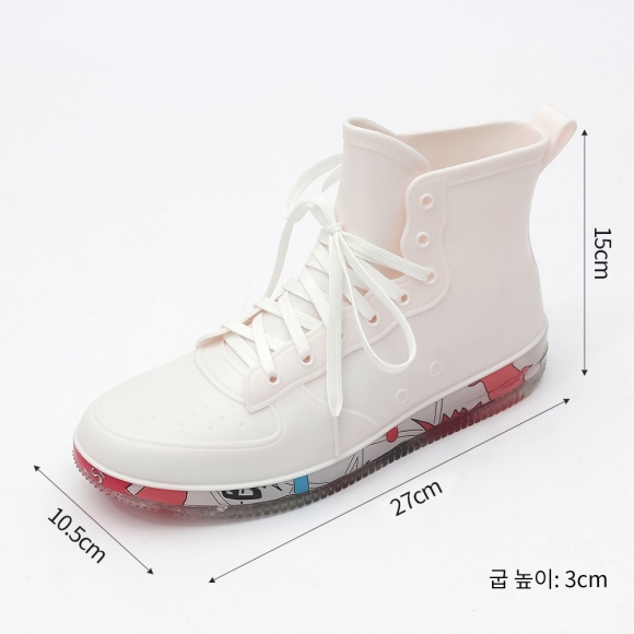 남성용 하이탑 레인부츠(260mm) (화이트)