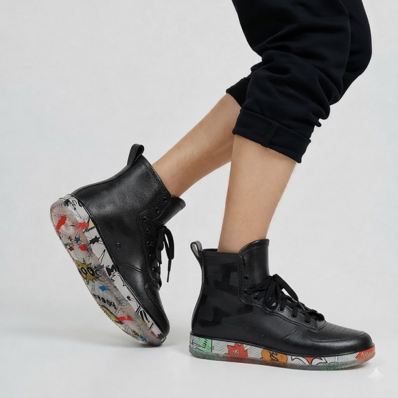 남성용 하이탑 레인부츠(260mm) (블랙)