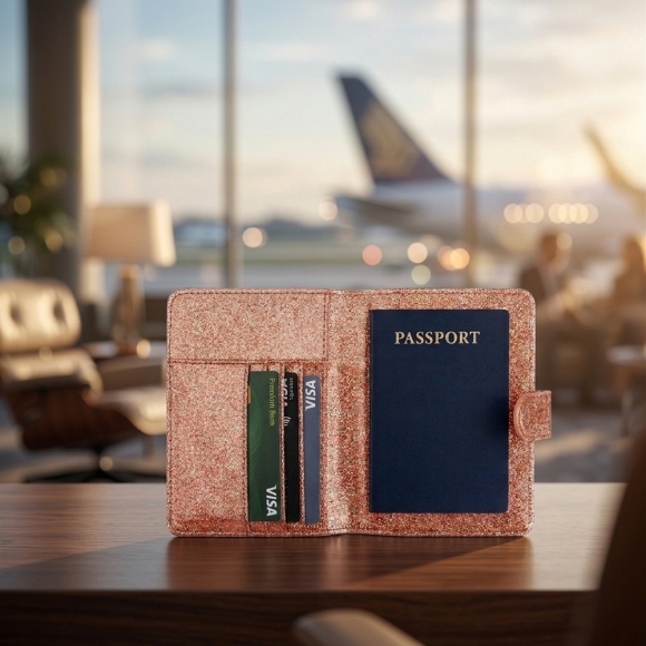 트레비엘 RFID차단 여권지갑(로즈골드)