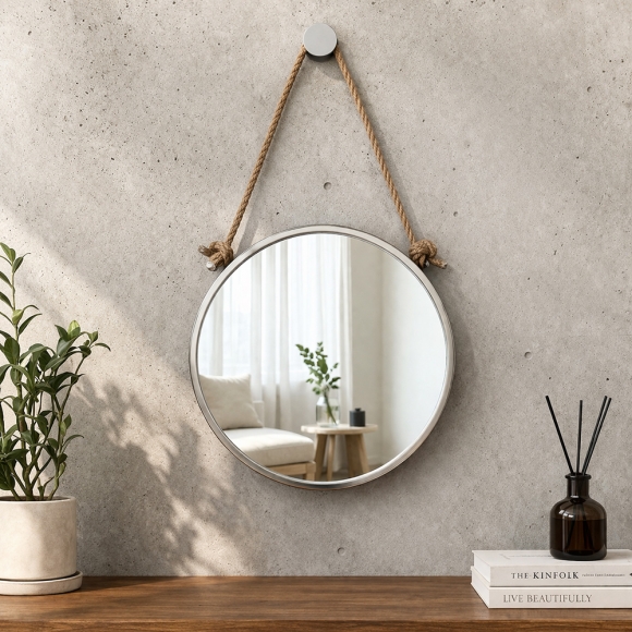 빈티지 스트랩 벽거울(30cm) (실버)