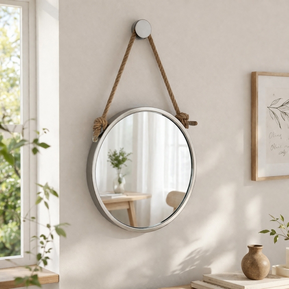 빈티지 스트랩 벽거울(30cm) (실버)