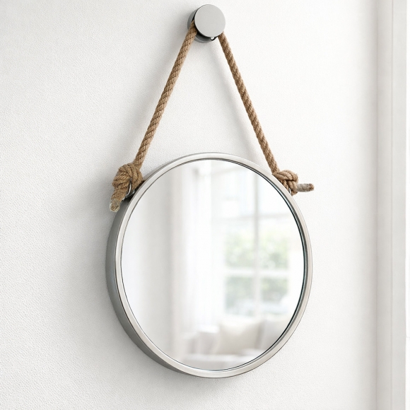 빈티지 스트랩 벽거울(30cm) (실버)