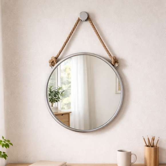 빈티지 스트랩 벽거울(30cm) (실버)