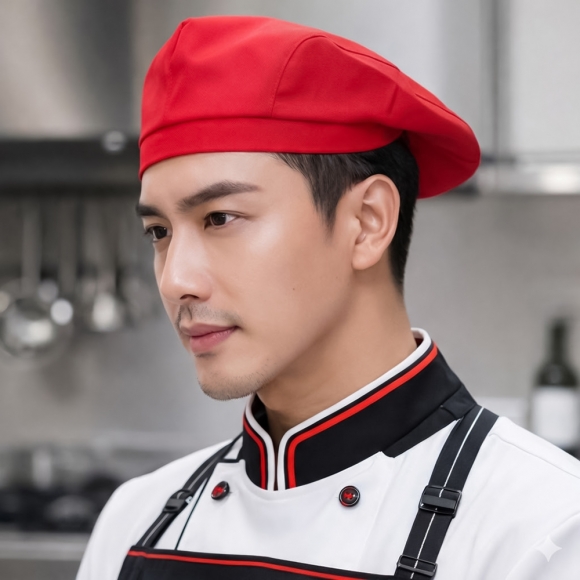 유니폼 베레모 주방모자(레드)