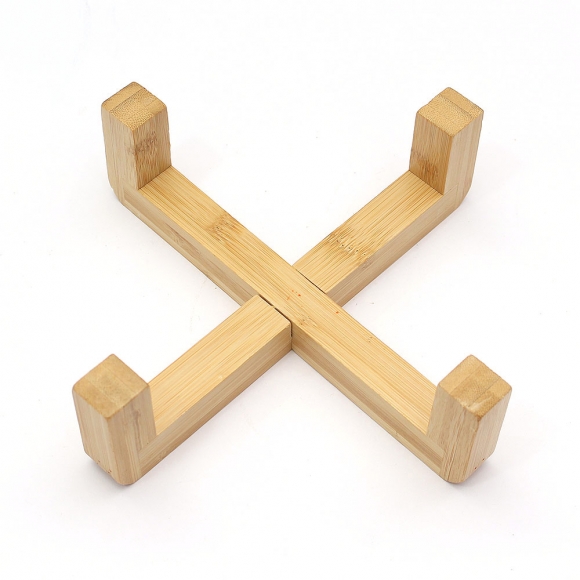 반려동물 우드받침 도자기식기(16cm) (그린그라데이션)