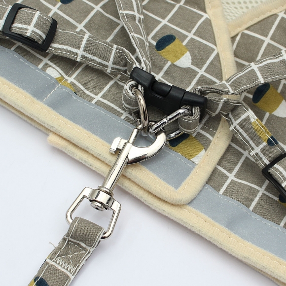 러브잇 강아지 하네스+리드줄 세트(XL) (옐로우)