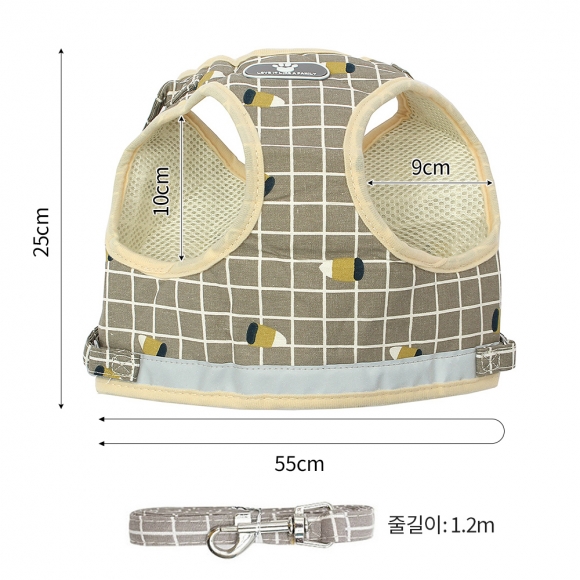 러브잇 강아지 하네스+리드줄 세트(XL) (옐로우)