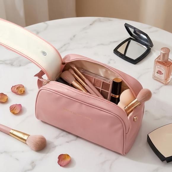 빅오픈 대용량 메이크업 파우치(핑크)