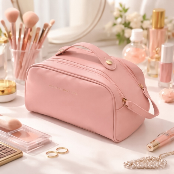 빅오픈 대용량 메이크업 파우치(핑크)