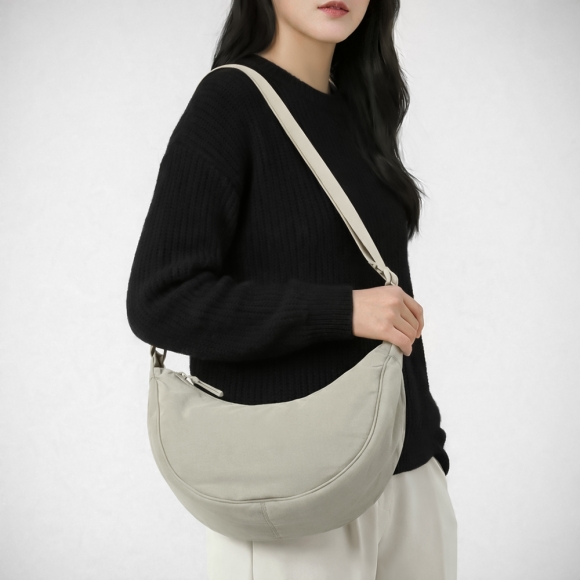 데일리 반달 크로스백(베이지)