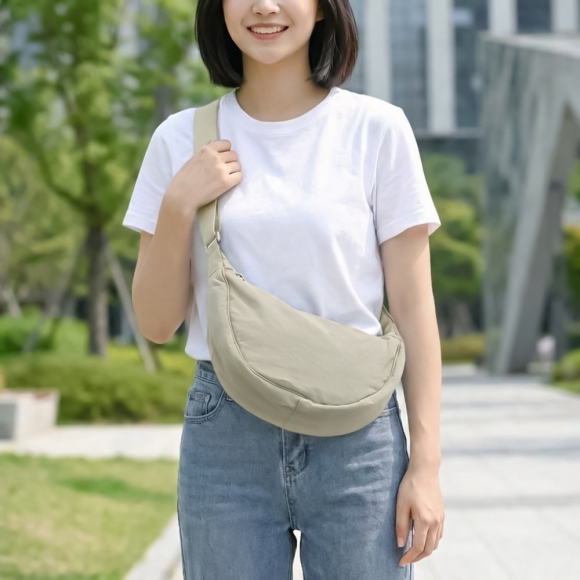 데일리 반달 크로스백(베이지)