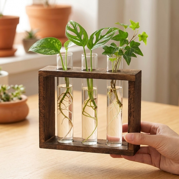 꽃과여백 우드프레임 시험관 꽃병(3구)