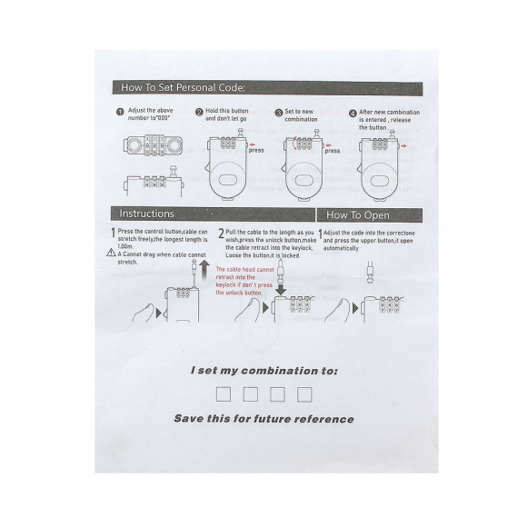 [영달철물] 세이프락 와이어 자물쇠 90cm(투명)