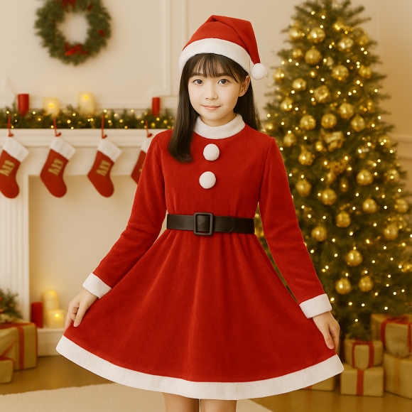 행복가득 원피스 산타복 3종세트(고급형) (청소년용)