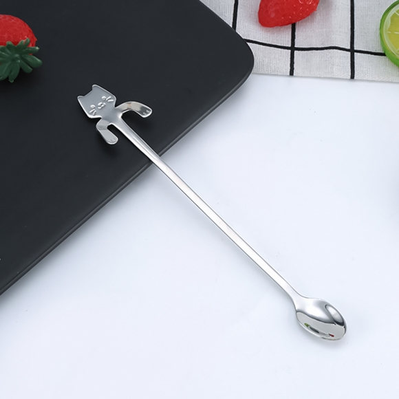 고양이팔 컵걸이 롱 티스푼(실버)