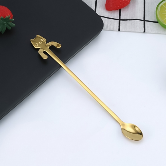 고양이팔 컵걸이 롱 티스푼(골드)
