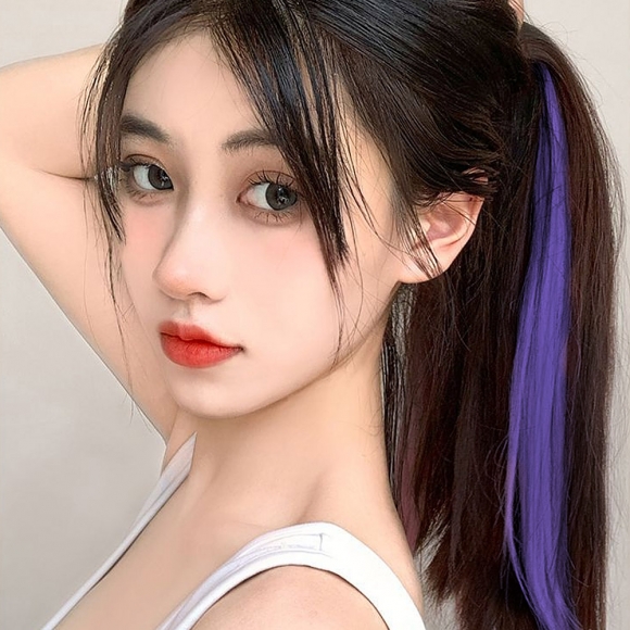 [언니네 가발] 포인트 브릿지 헤어피스(퍼플)