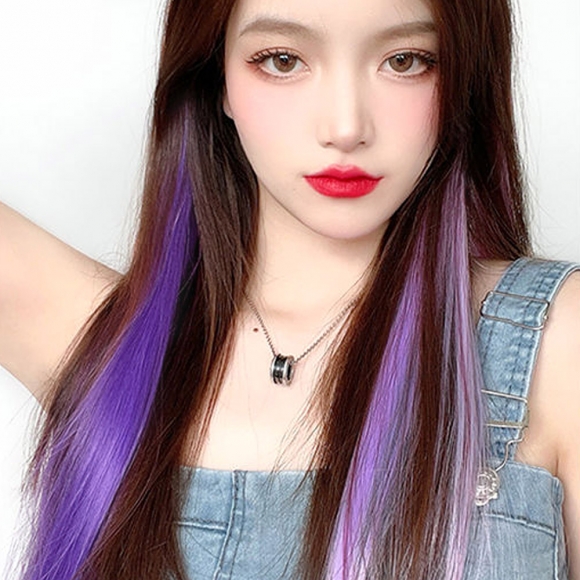 [언니네 가발] 포인트 브릿지 헤어피스(퍼플)