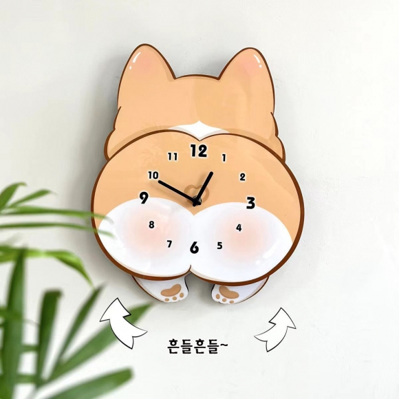 홈테리어 코기 강아지 무소음 벽시계 01