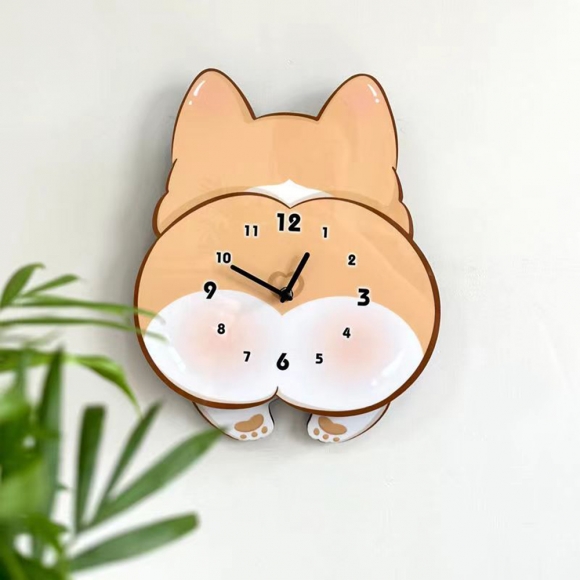 홈테리어 코기 강아지 무소음 벽시계 01