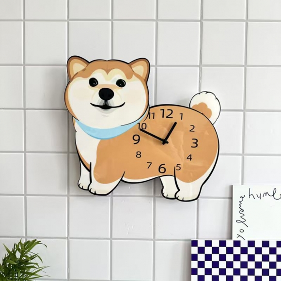 홈테리어 코기 강아지 무소음 벽시계 02